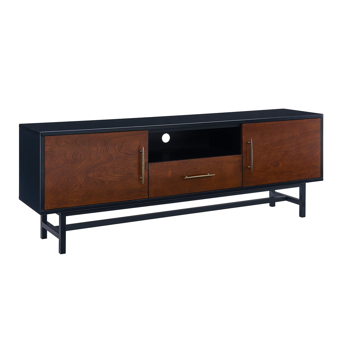 Blynn Midcentury Modern Media Console TV Stand, Black
