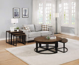 Arcadia Acacia Wood 42-Inch Round Coffee Table with Nesting Tables