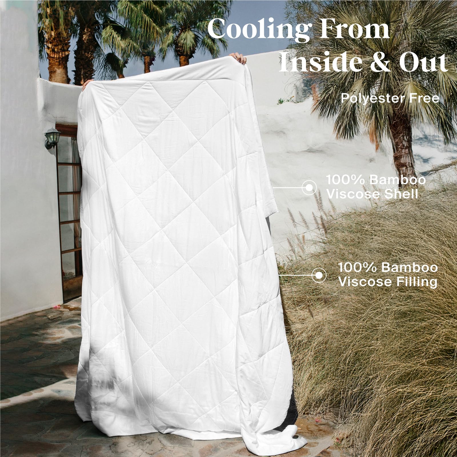 Lasuens 100% Viscose from Bamboo Comforter Queen, Cooling Duvet Insert, Down Alternative Blanket, 350 GSM All Season Summer Comforter - Soft and Fluffy Cooling Comforter for Hot Sleepers 94x90 Inches