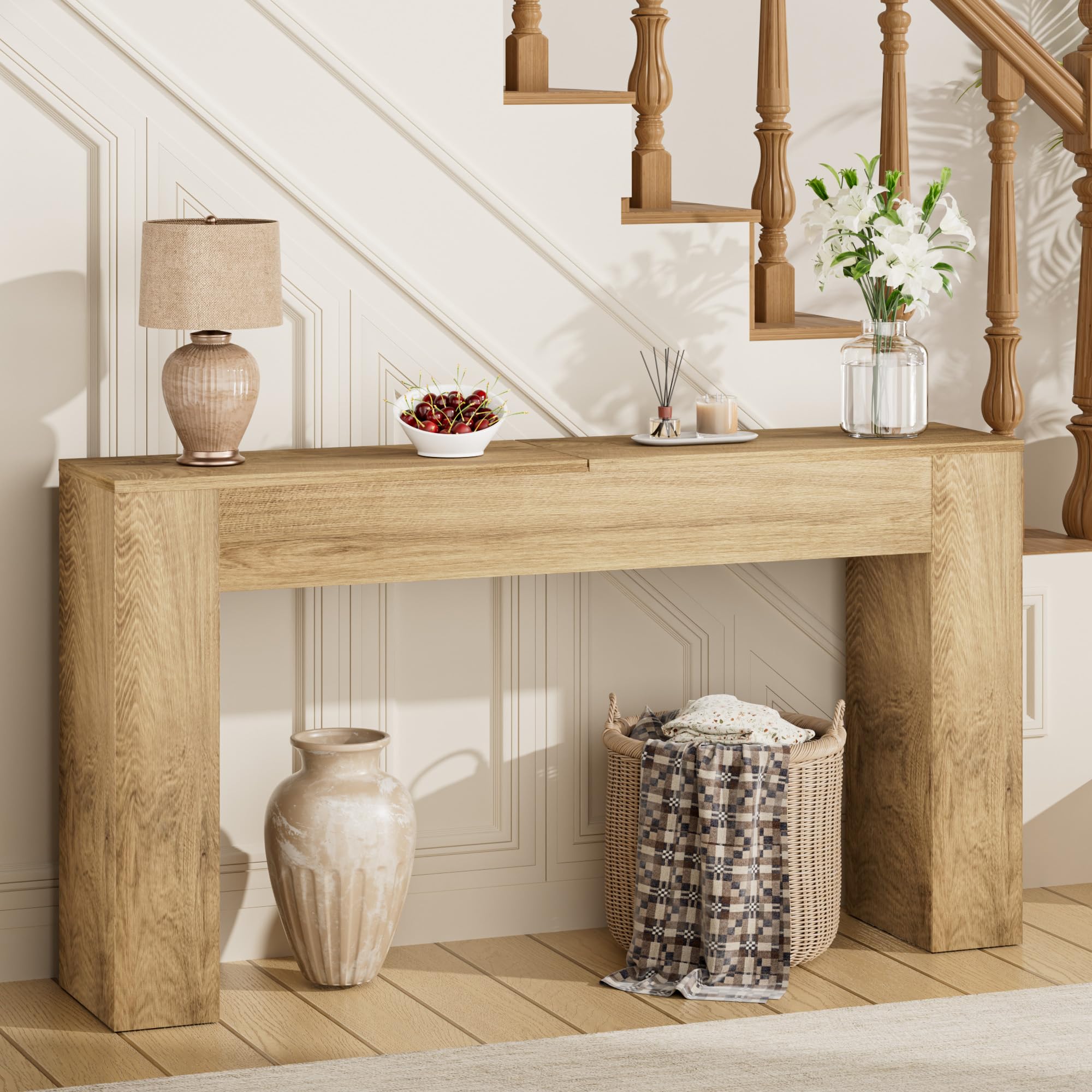 63" Wood Console Table - Farmhouse Entryway & Sofa Table