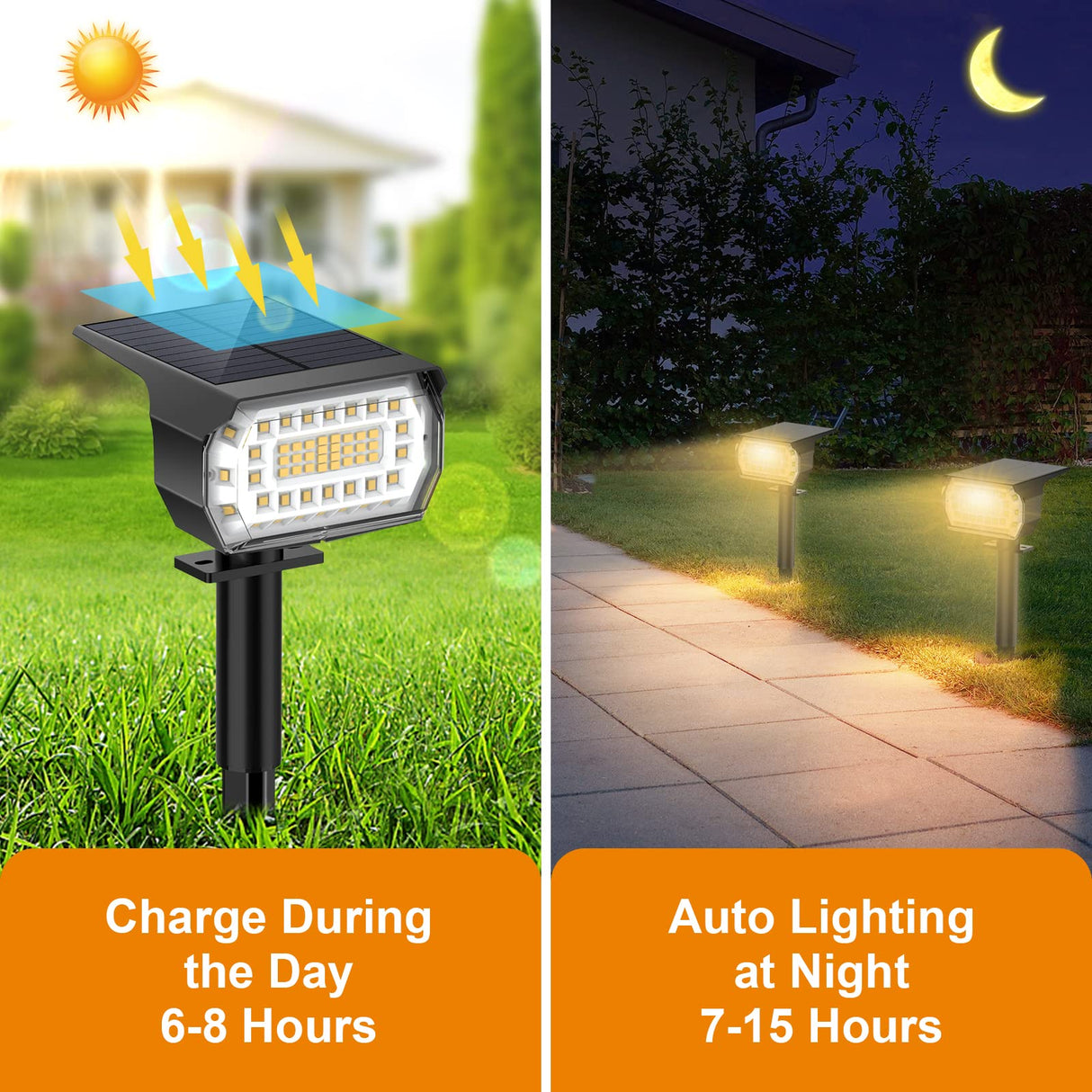 Solar Spot Lights Outdoor, [8 Pack/57 LED] 2-in-1 Solar Landscape Spotlights