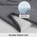 HOMFINE Cooling Comforter Japanese Double-Sided Cold Tech Fabric Cooling Blanket for Night Sweats Hot Sleepers, Q-Max 0.45 Soft Breathable Silky Smooth Lightweight Grey Summer Comforter Queen