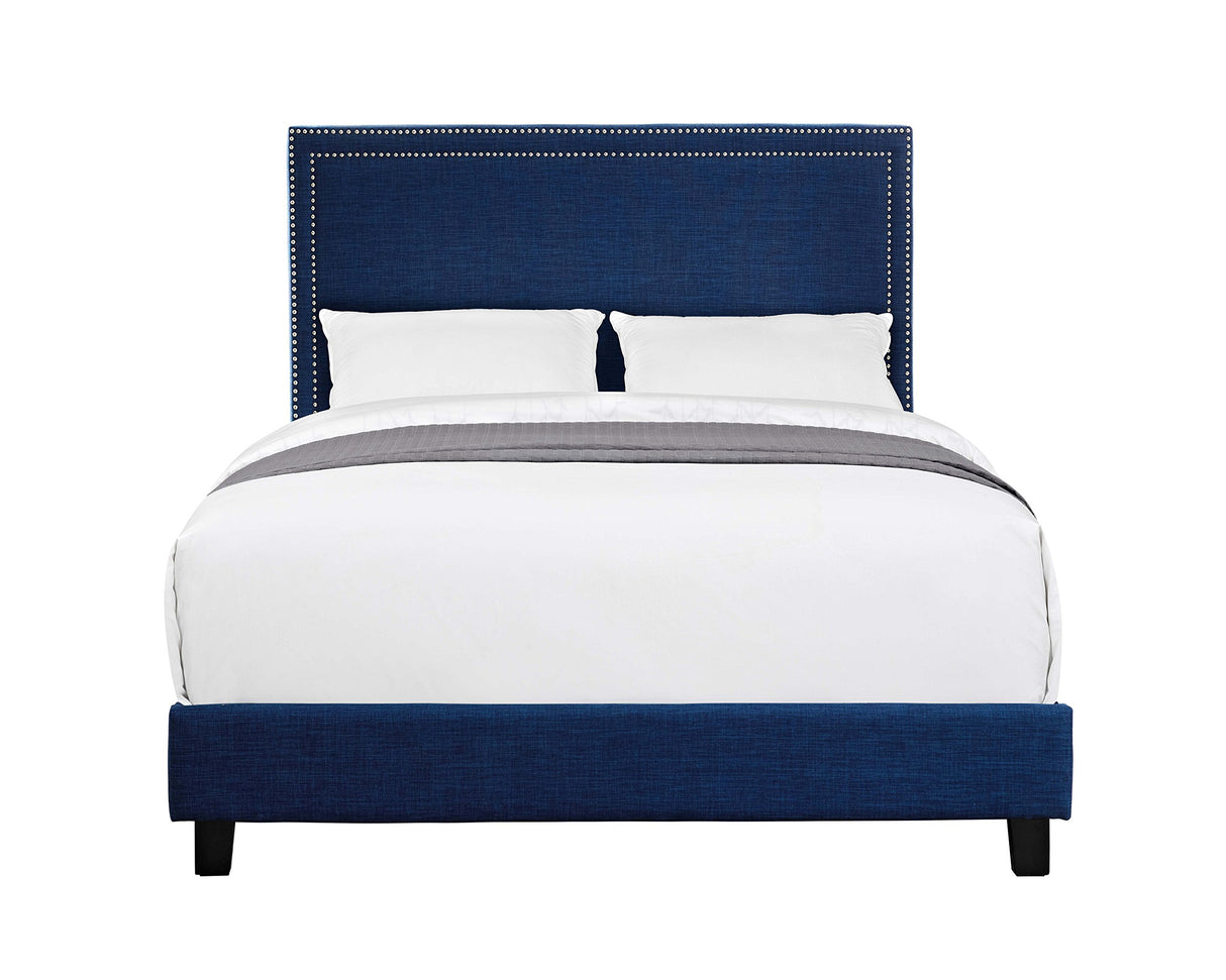 Grace Upholstered Queen Platform Bed, Blue