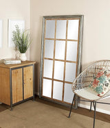 Wood Room Wall Mirror Window Pane Inspired Entryway Mirror, Wall Mounted Mirror 22" x 1" x 48",