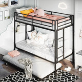 Metal Loft Bed with 2 Secured Ladders, Bunk Bed Twin Over Full with Trundle