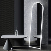 63'' x 20' Full Length Mirror with LED Lights, Arched Floor Standing Mirror, White