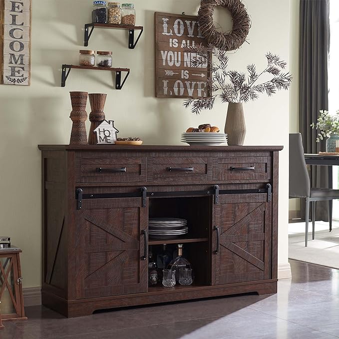 Farmhouse Buffet Cabinet, 53” Sideboard Cabinet w