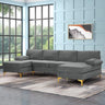 Large Velvet Fabric U-Shape Sectional Sofa, Double Extra Wide