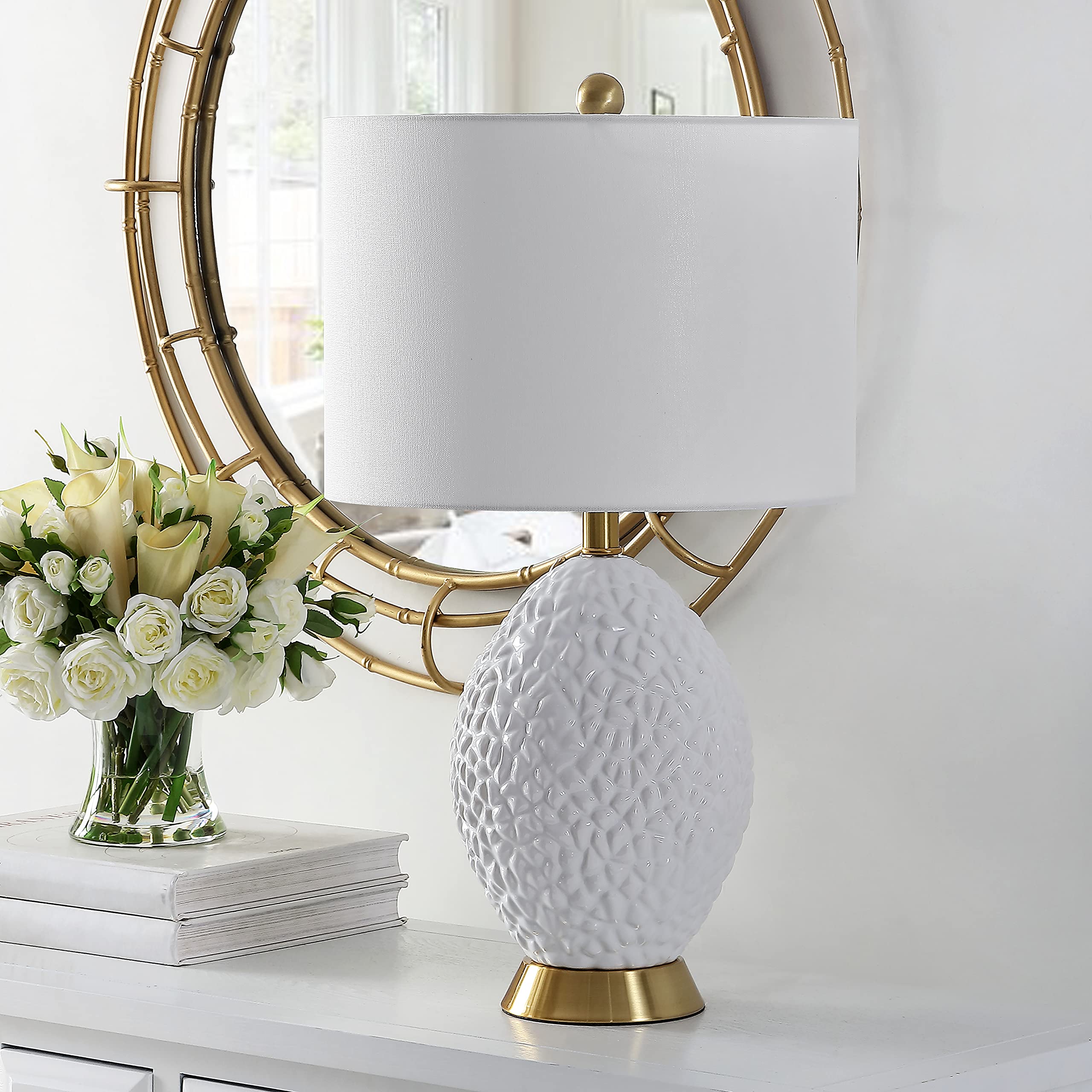 Lighting Collection Kimli Modern White 25-inch Bedroom Living Room Home Office Desk
