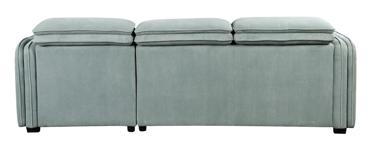 Zavala Chenille Adjustable Headrest Sectional Sofa in Light Green