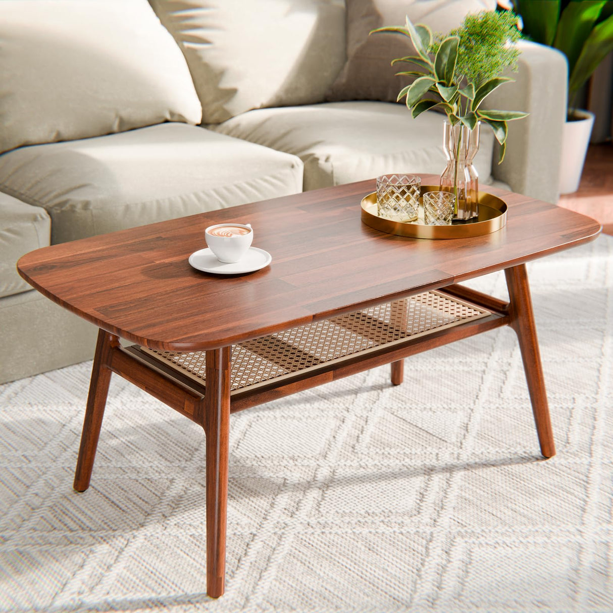 Nancy Solid Acacia Wood Coffee Table for Living Room