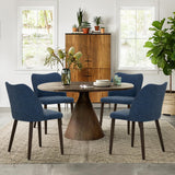Upholstered Dining Chairs Set of 2 - Blue PU Leather