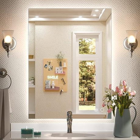 48 x 30 Inch Backlit Mirror Bathroom LED Mirror, Bathroom Mirror with Lights 3 Colors