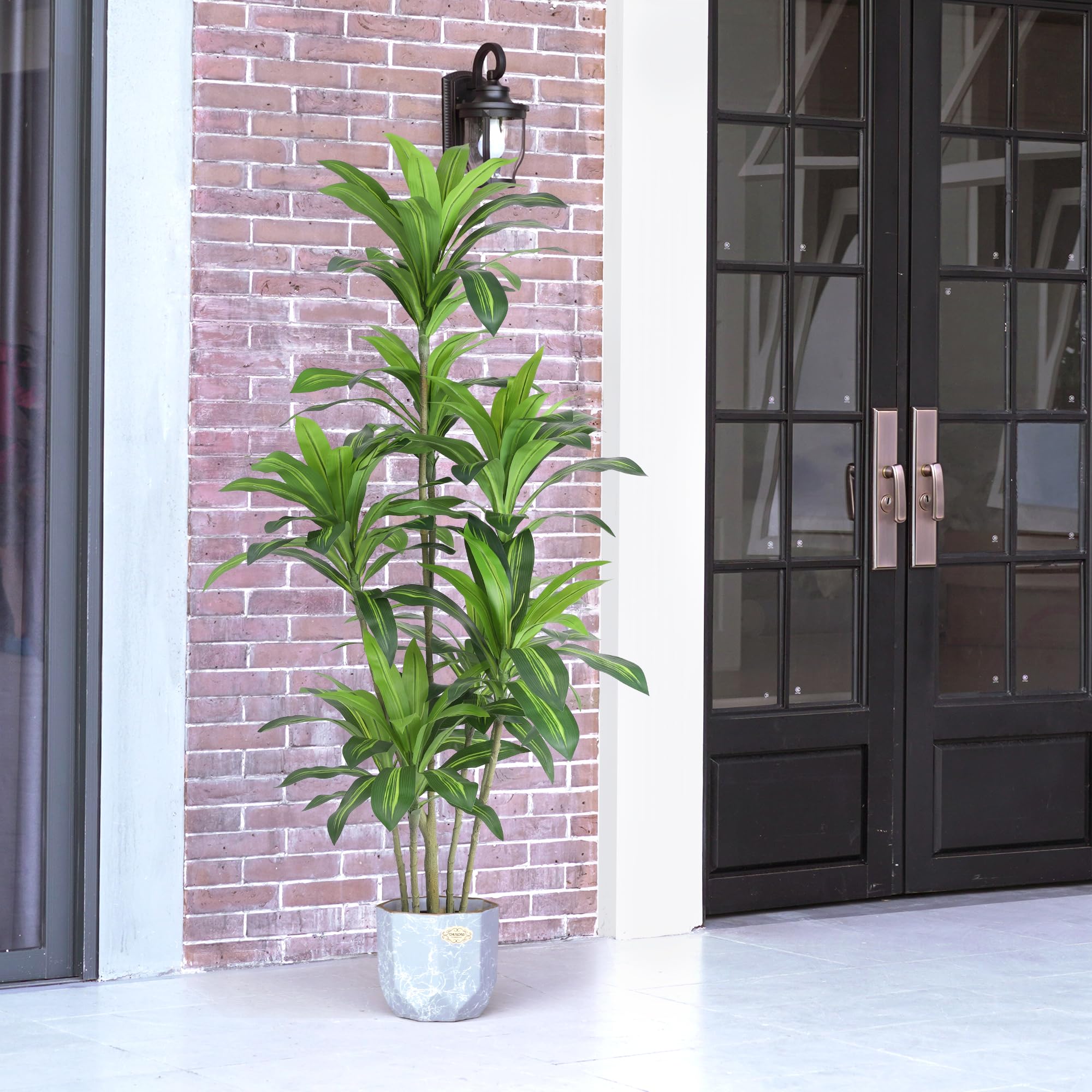 Waoops Artificial Plants 6Ft Dracaena Fragrans Faux Trees with 8 Heads Fake Tree for Home Decor Indoor or Outdoor Office Decoration Housewarming Gift