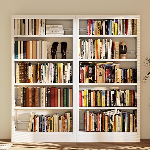 71" Metal Bookshelf,5 Tier Library Bookcase with Adjustable Shelves