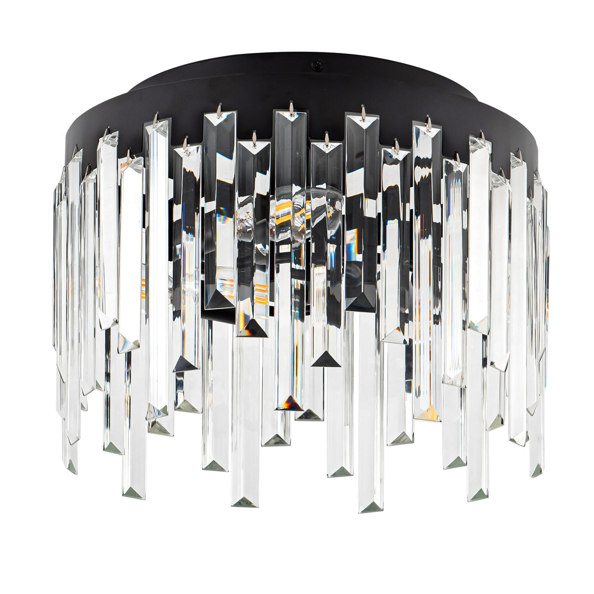 MAYNA Crystal Ceiling Light, Balck Flush Mount Ceiling Light, Modern Chandelier for Entryway, Kitchen, Corridor, Hallway, Living Room(Bulb Not Included)