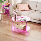 Nightstand Side Table Modern Design Clear Home Decor Display End Table for Living Room (Pink)