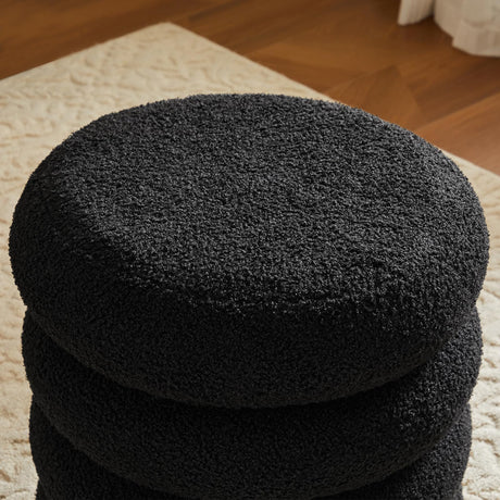 17.5'' Round Ottoman Foot Stool Fabric Storage Footrest Vanity Stool Chair