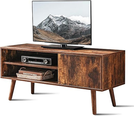 TV Stand for 50 Inch TV, Mid Century Modern Entertainment Center with Storage Cabinet,