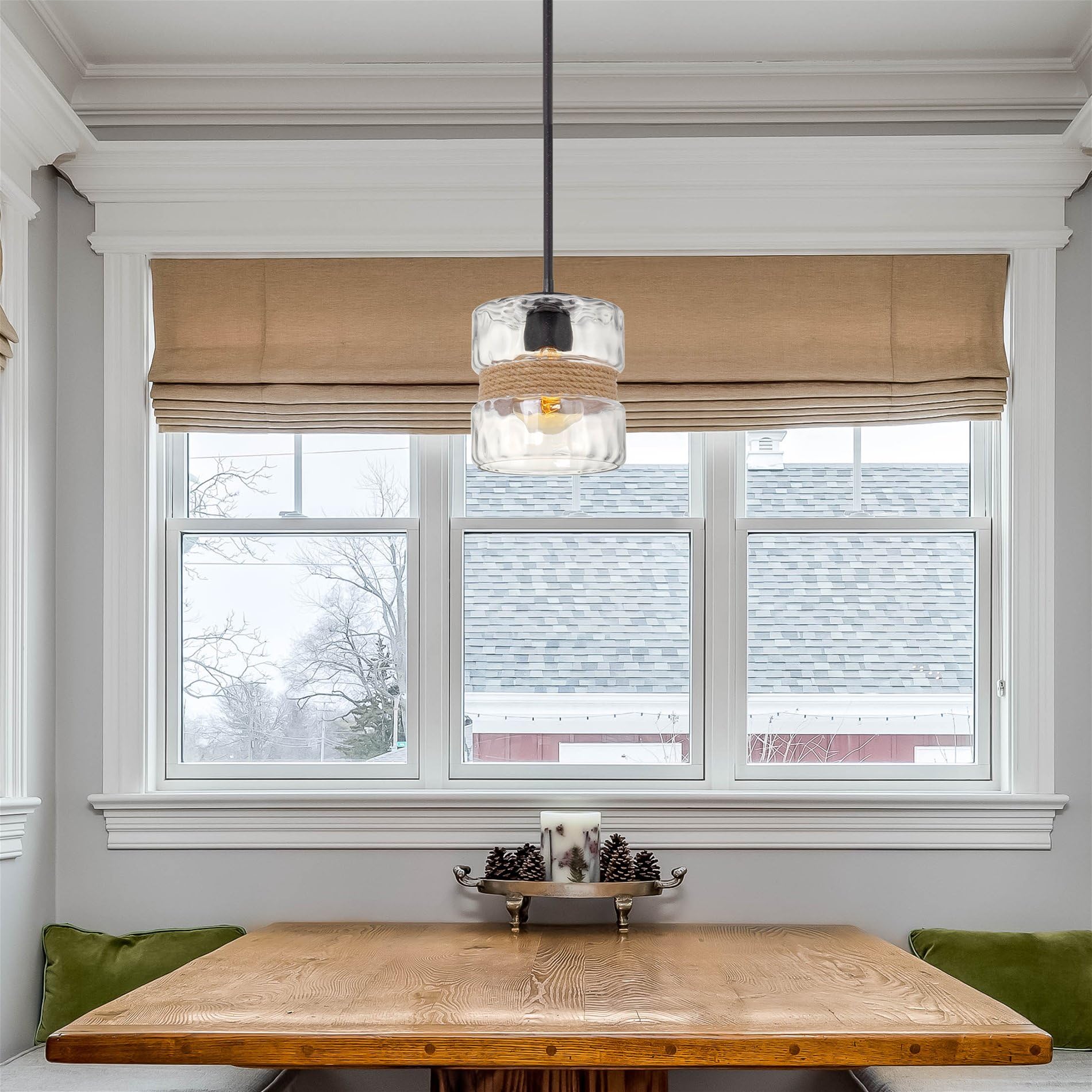 Sage 10" Modern Pendant Light with Hammered Glass Shade