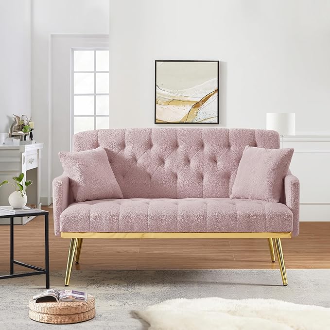 Small Loveseat Sofa, 55.5-inch Modern Sofa Couch with with 2 Side Pockets