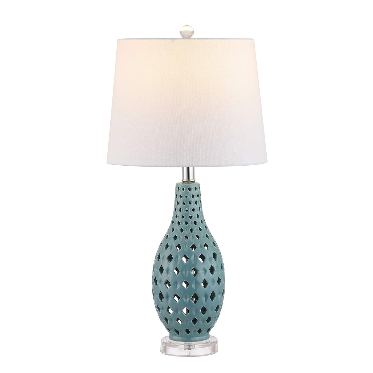 Lighting Collection Harlem Trellis Blue Ceramic 26-inch Bedroom Living