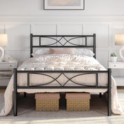 2PCS Simple Metal Bed Frame with Curved Design Headboard and Footboard