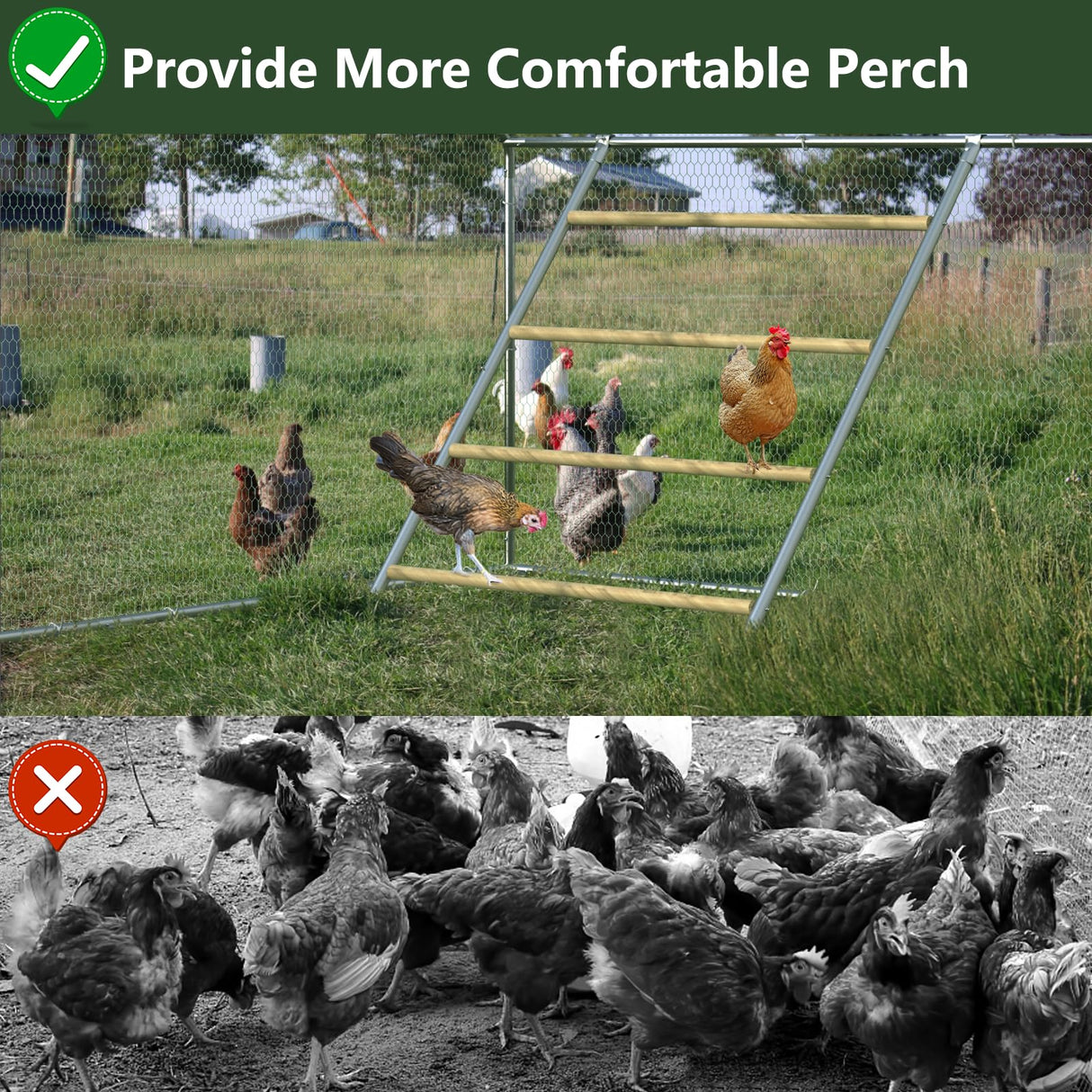 Chicken Coop Roosting Essentials, Large Chicken Perches for Metal Chicken Coop