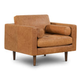 42" Mid Century Modern Cognac Brown Leather Accent Chair for Living Room