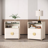 Nightstands Set of 2, Modern Night Stand with Open Tempered Glasses Storage Space,
