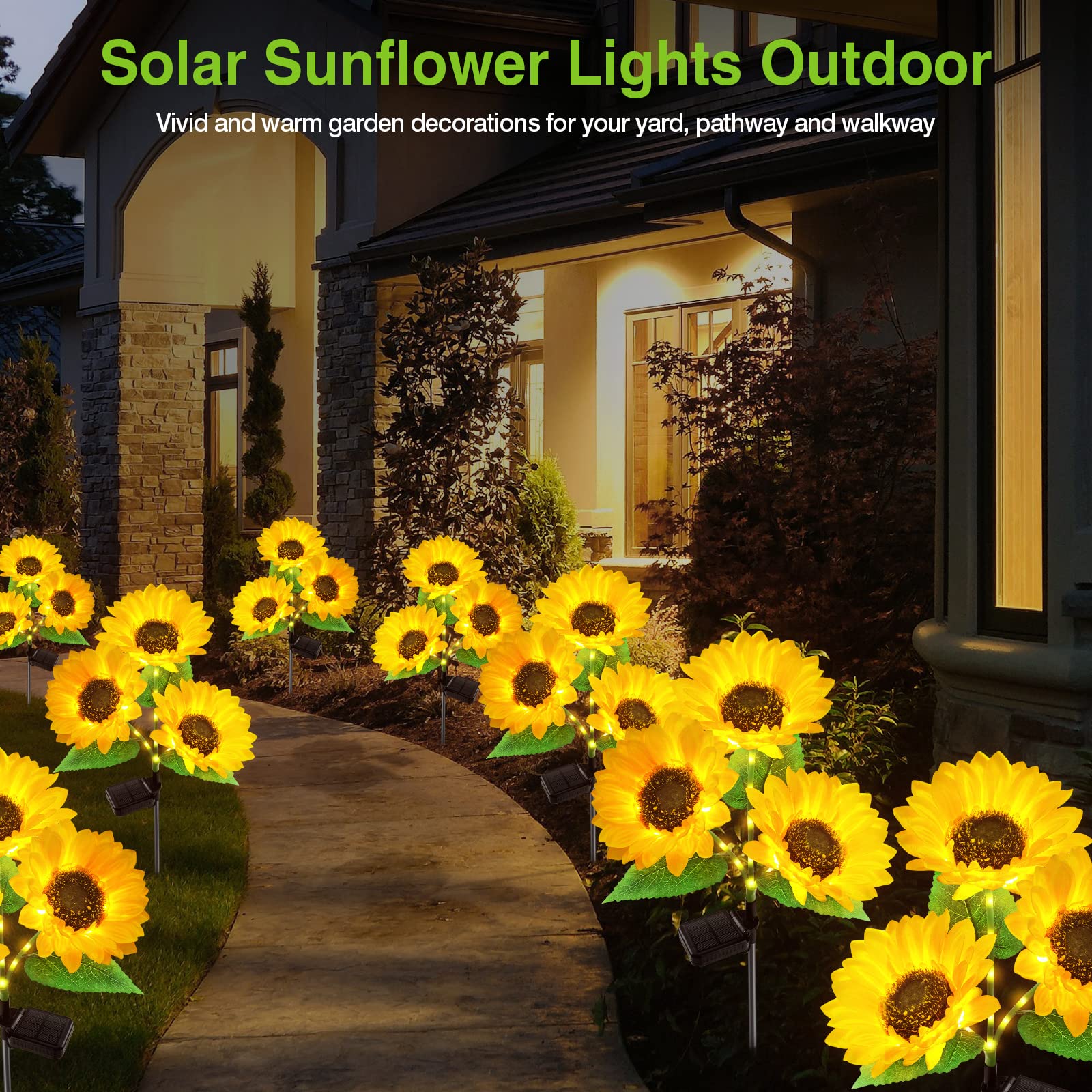 Solar Garden Lights Outdoor Waterproof, AHAORIGIN 3 Pack Sunflower Solar