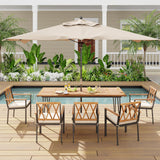 86.5-Inch Patio Dining Table, Indoor & Outdoor Dining Table w/Acacia Wood