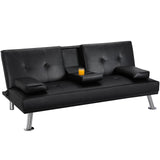 Modern Faux Leather Futon Set Convertible Recliner Sleeper Fold Up & Down Loveseatrsible Daybed Guest Bed