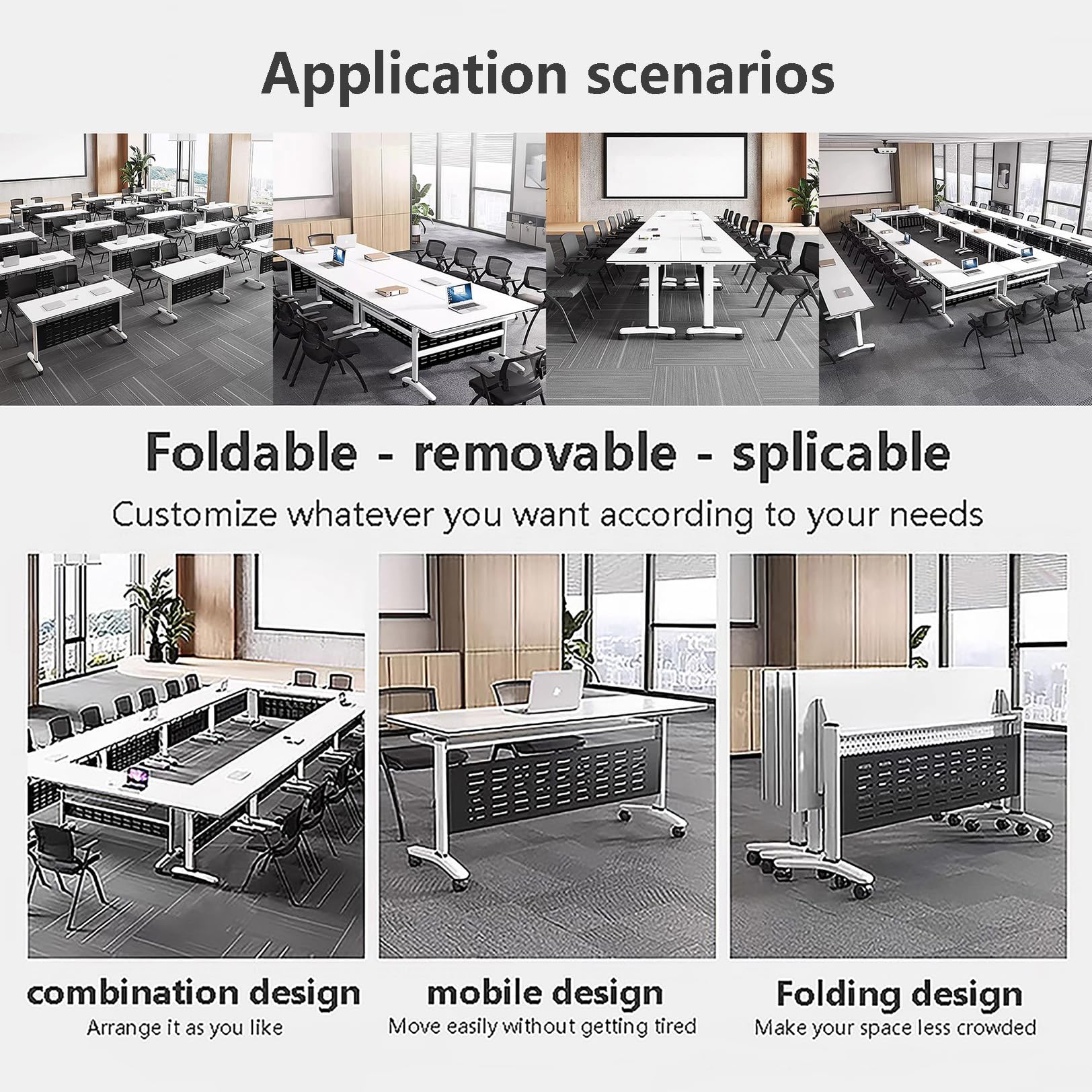 Conference Table Foldable Meeting Tables, Conference Rooms Training Rooms Flip Top