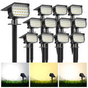 Solar Spot Lights Outdoor 12 Pack, [52 LED/ 6 Color Lighting] Solar