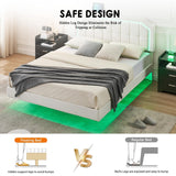 Floating Bed Frame, Full Size Floating Bed Frame with RGB LED Light Headboard