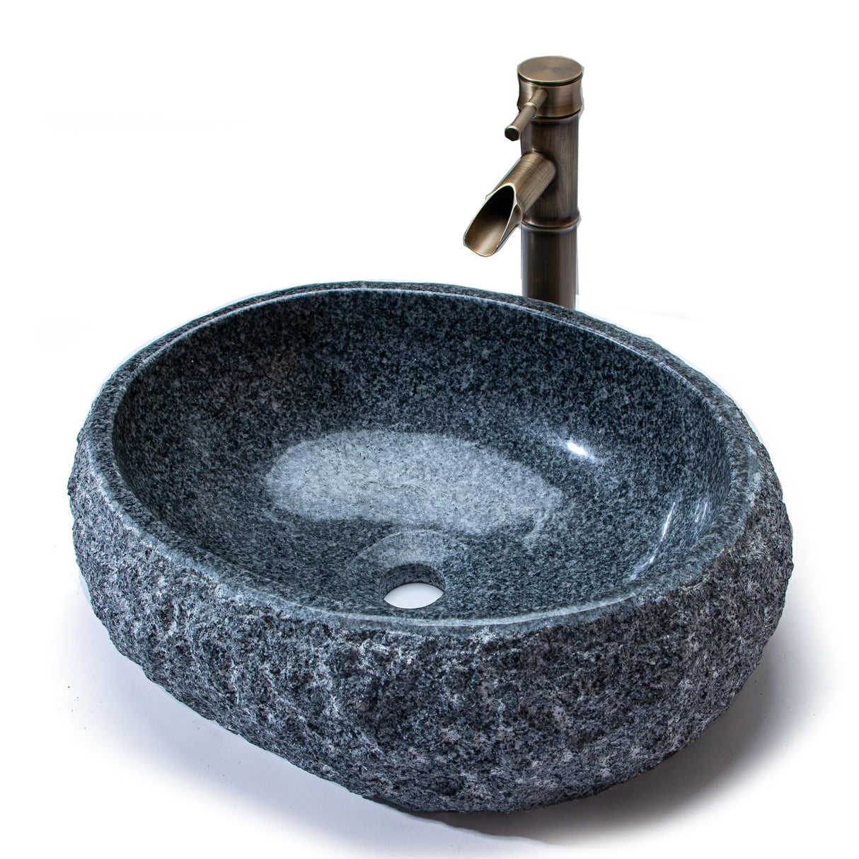 100% Handcrafted Stone Vessel Sink with Egg-Shaped Silhouette