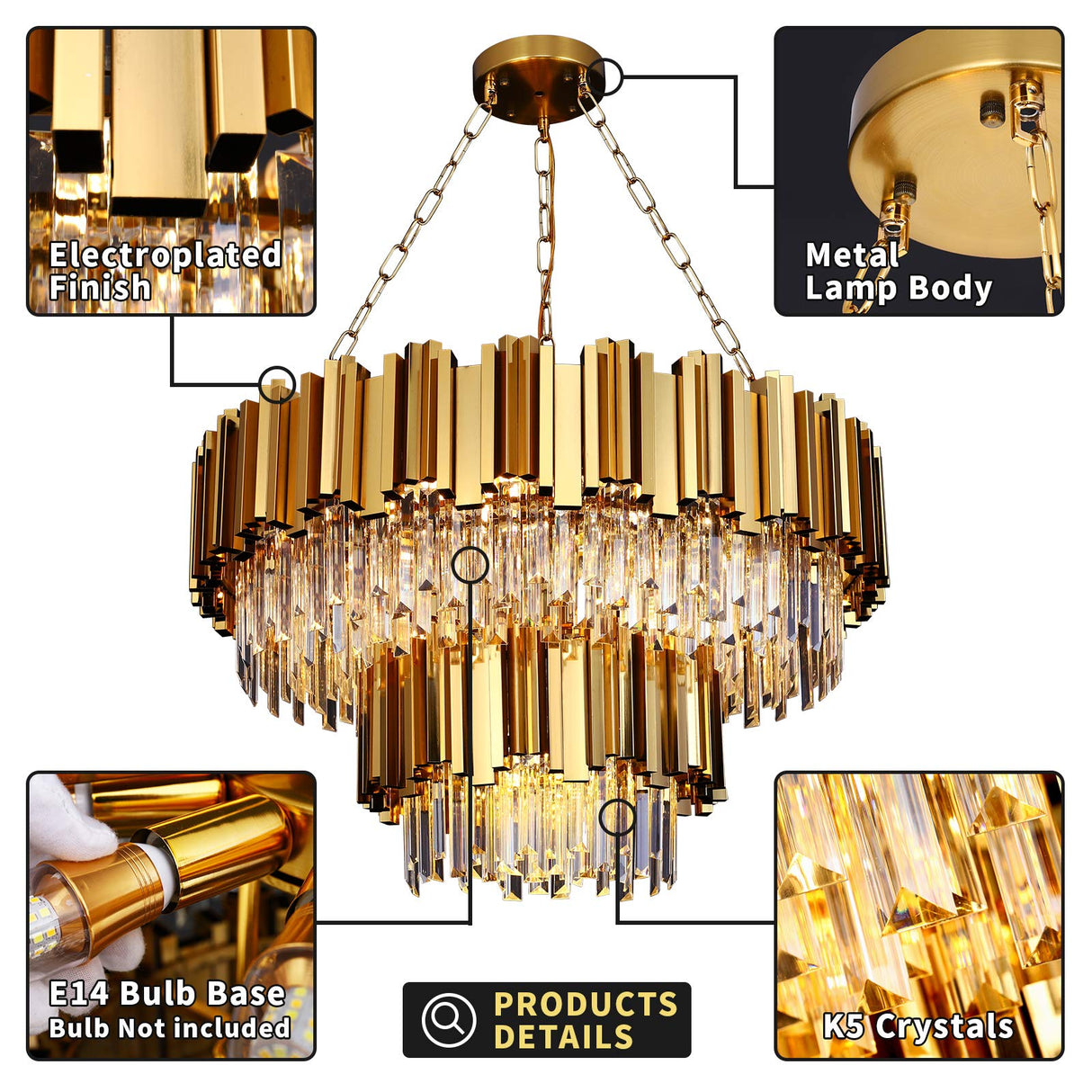 Modern Crystal Chandelier Lighting Pendant Lights Fixture Island Chandeliers Ceiling Dining Room