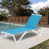 Patio Chaise Lounge Chair - Full Flat Alumium & Resin Legs, Outdoor Reclining