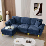 L Shaped Sectional Sofa Couch, 88.5" Comfy Velvet Upholstered 3 Seat Sofa Set