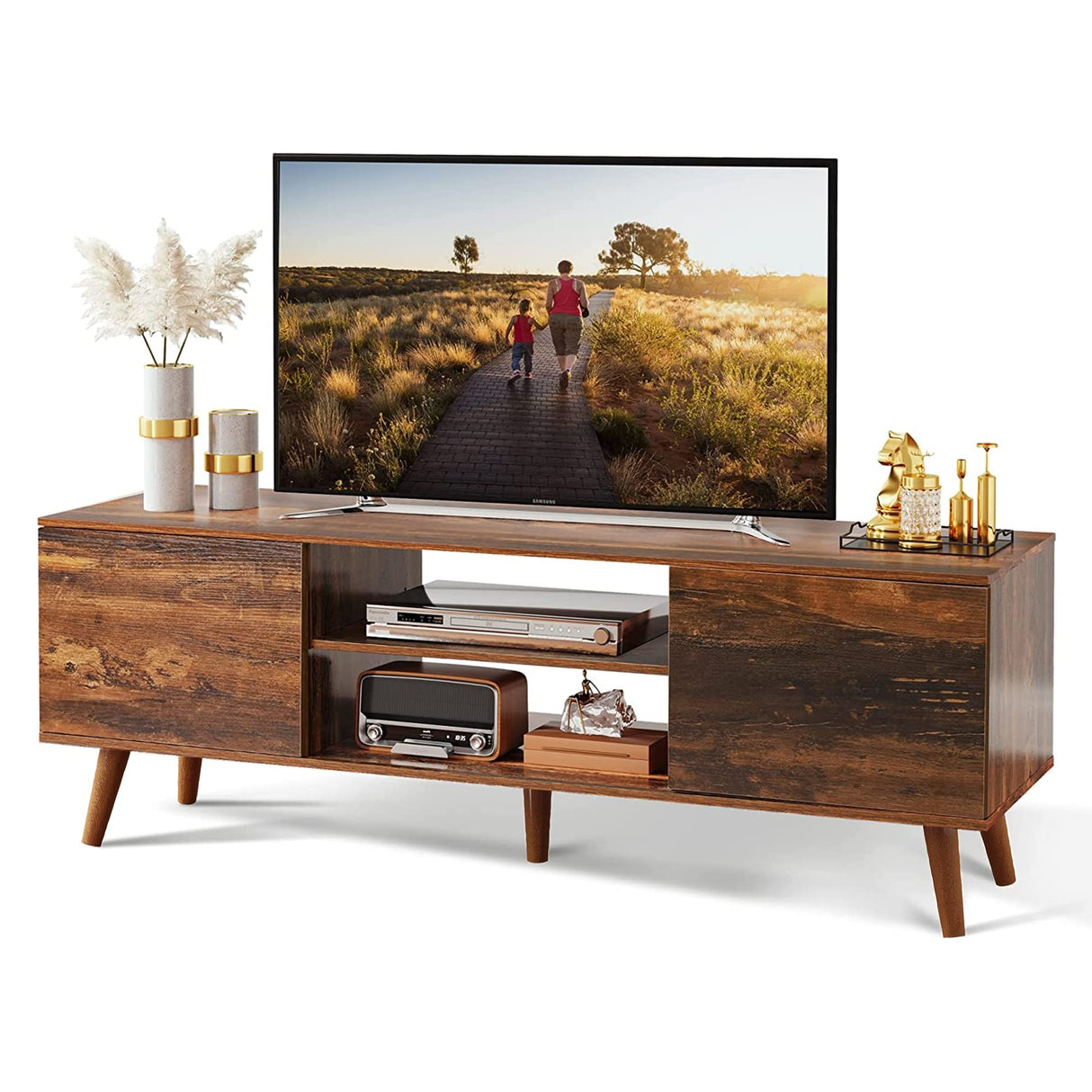 TV Stand for 55 60 inch TV, Mid Century Modern TV Console, Entertainment Center