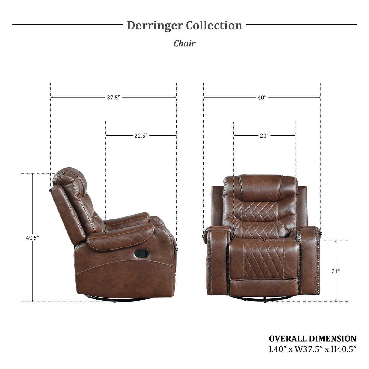 Wall-Hugger Manual Reclining Chair, Brown