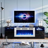 Fireplace TV Stand with 36" Electric Fireplace, LED Light Entertainment Center, Modern