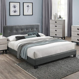 Twin Faux Leather Upholstered Bed, Grey