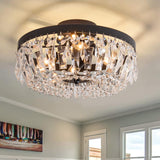 Black Crystal Ceiling Light 4 Light Semi Flush Mount Ceiling Light Crystal Close to Ceiling