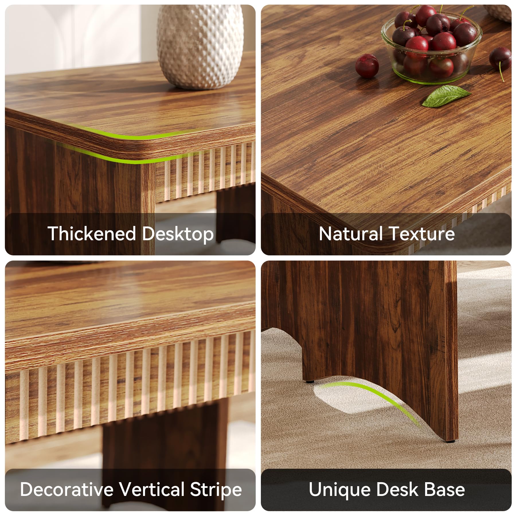 55" Farmhouse Dining Table Set with 2 Benches