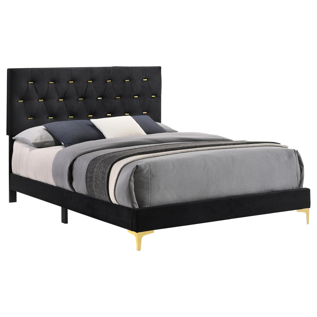 Kendall 49-Inch Upholstered Bed Queen Size Modern Panel Bed Frame Velvet Upholstery