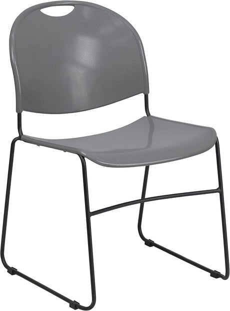 Black Ultra-Compact School Stack Chair - Office Guest Chair/Student Chair