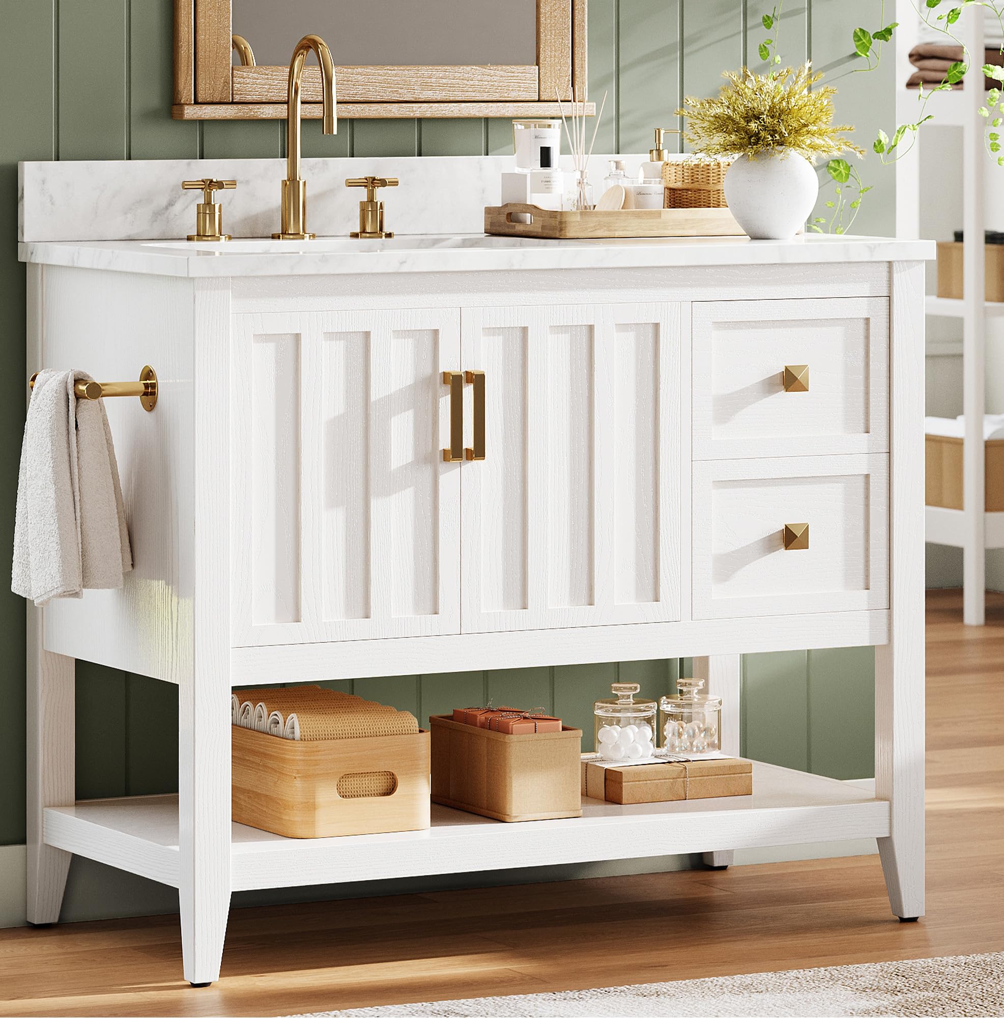 36" Bathroom Vanity with Sink, Farmhouse Bathroom Cabinet, Bathroom Vanity Set