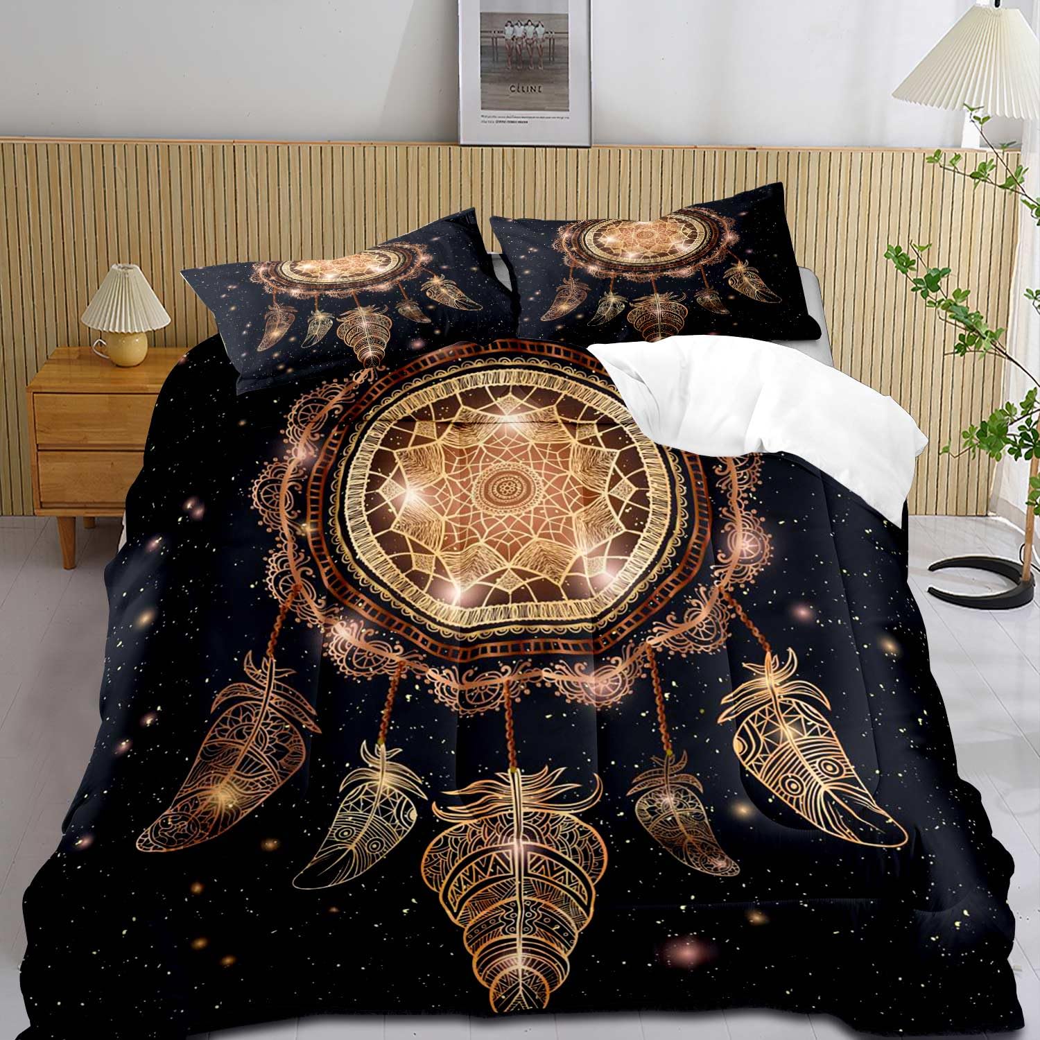 3PCS Dream Catcher Comforter Set Queen Size, Galaxy Bedding Sets
